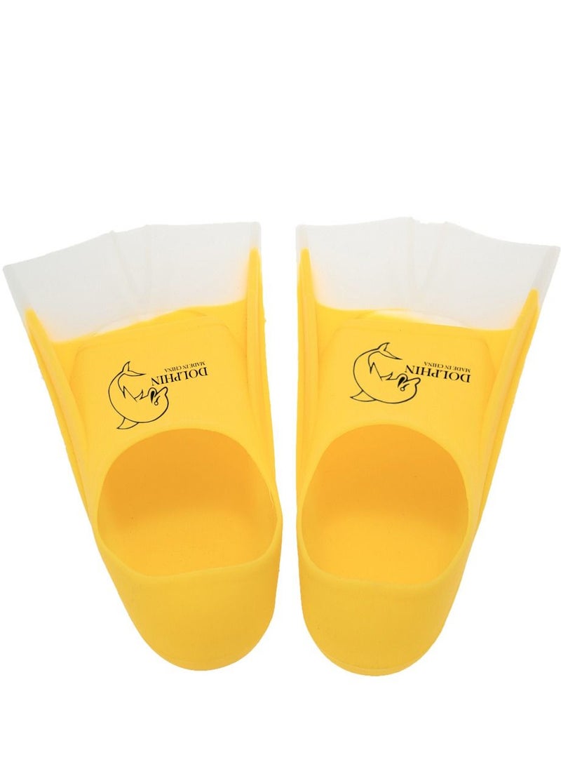 Dolphin Silicone Swim Training Short Fins, Yellow/White, Size L (39-41)  - Image 2