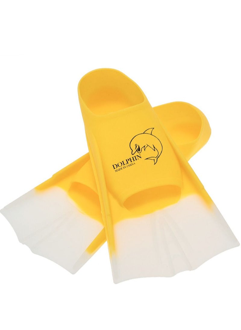 Dolphin Silicone Swim Training Short Fins, Yellow/White, Size L (39-41)  - Image 3