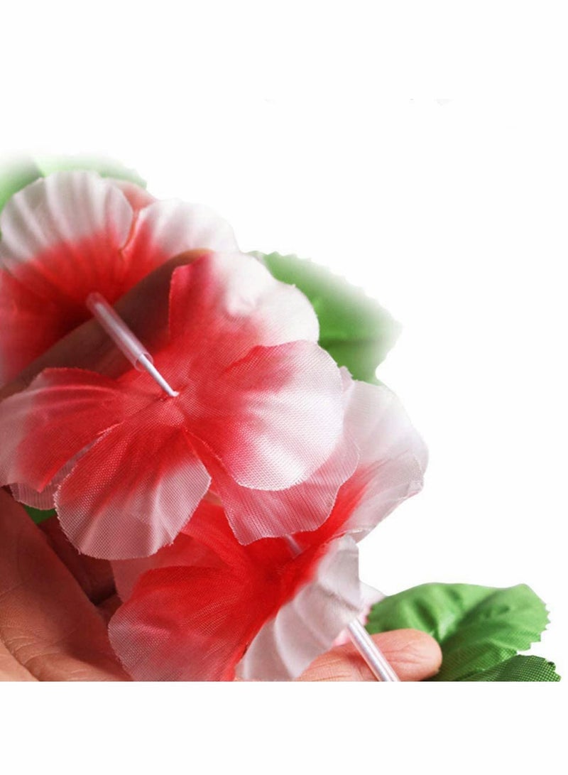 إسكدنيا 24 PCS Hawaiian Wreath Headband Wristbands Tropical Flower Leaf Hawaii Necklace Headpiece Bracelets Wedding Vacation Summer Beach Carnival Party Garland Decorations - Image 3