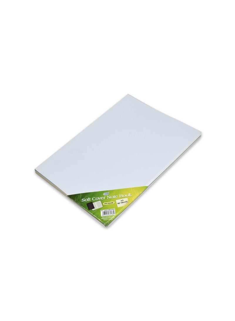 FIS  Pvc Soft Cover Note Book A4 5Mm Square With Border 80 Sheets-White -FSNBPV5MMA480WH - Image 2
