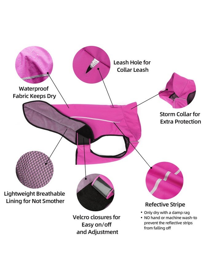 مايل هاي لايف | معطف واق من المطر للكلاب | ملابس حيوانات أليفة مقاومة للماء وقابلة للتعديل | سترة مطر خفيفة الوزن مع شريط عاكس | إغلاق سهل، وردي ساخن، كبير - Image 4