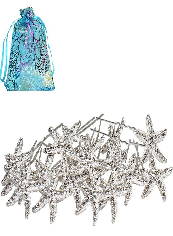 Jaciya 18 Pack Bride Crystal Rhinestone Starfish Hair Pin Hair Jewelry Hair Accessories Women Headwear Headdress for Beach Themed Wedding,Party, Hair Clips for Women - Image 1