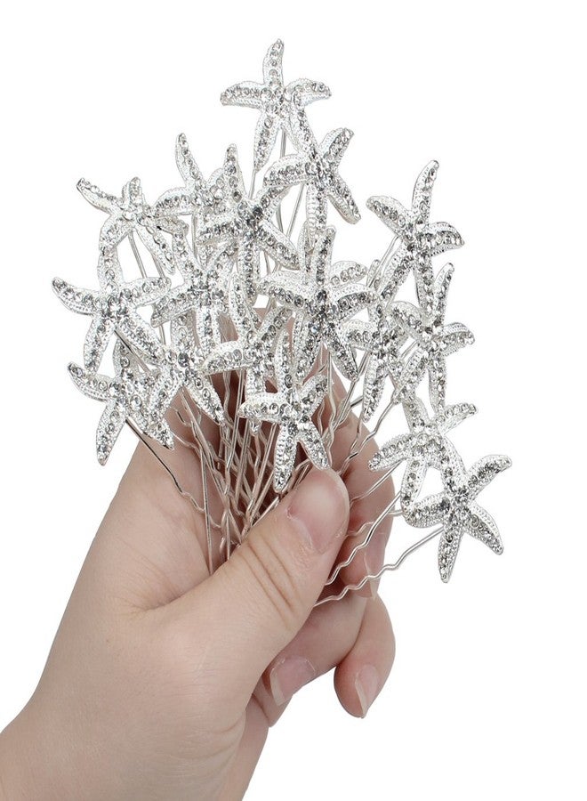 Jaciya 18 Pack Bride Crystal Rhinestone Starfish Hair Pin Hair Jewelry Hair Accessories Women Headwear Headdress for Beach Themed Wedding,Party, Hair Clips for Women - Image 2