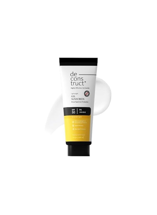 ديكونستركت واقي الشمس «ديكونستركت» للبشرة الدهنية، عامل الحماية من الشمس SPF 50 PA++++ | واقي شمس ثابت ضوئيًا بنسبة 100% | 4 مرشحات للأشعة فوق البنفسجية من الجيل الجديد | تم اختباره في الجسم الحي | خفيف الوزن، منعش، غير دهني | للبشرة الدهنية والمختلطة والعادية | للرجال والنساء 80 جم - Image 1