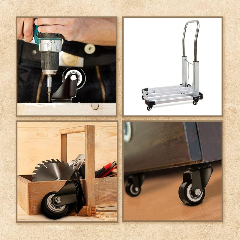 كاست ويف 8 قطع من عجلات مطاطية دوارة، عجلة دوارة صلبة شديدة التحمل مقاس 1.5 بوصة مع لوحة علوية، عجلة صغيرة صامتة بمحمل كروي للعربة والأثاث والخزانة ومنضدة العمل - Image 5