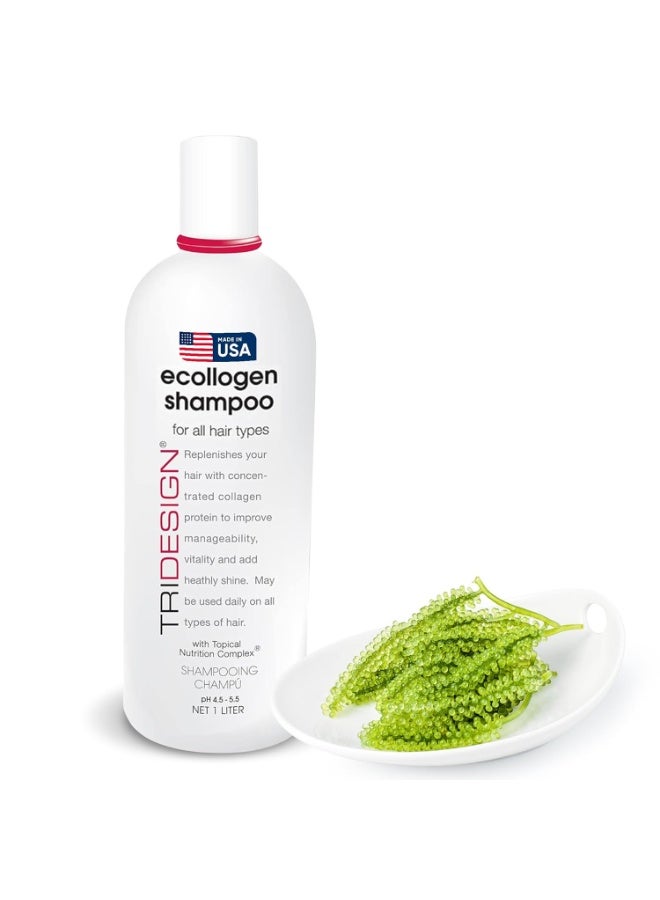 TRIDESIGN TRI Design Ecollogen Shampoo - Hair Shampoo For Natural Hair - Moisturizing, Hydrating - Gentle Hair Products, Thickening, Volumizing Shampoo - Liter (33.8 oz.)  - Image 1