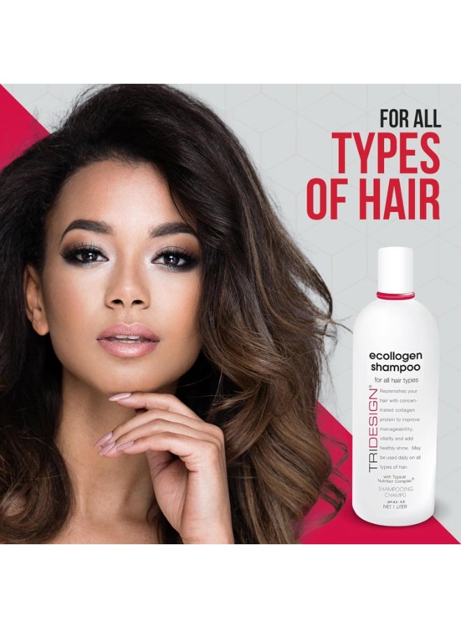 TRIDESIGN TRI Design Ecollogen Shampoo - Hair Shampoo For Natural Hair - Moisturizing, Hydrating - Gentle Hair Products, Thickening, Volumizing Shampoo - Liter (33.8 oz.)  - Image 5
