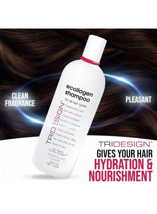 TRIDESIGN TRI Design Ecollogen Shampoo - Hair Shampoo For Natural Hair - Moisturizing, Hydrating - Gentle Hair Products, Thickening, Volumizing Shampoo - Liter (33.8 oz.)  - Image 4