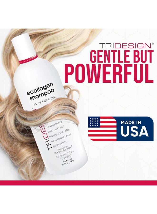TRIDESIGN TRI Design Ecollogen Shampoo - Hair Shampoo For Natural Hair - Moisturizing, Hydrating - Gentle Hair Products, Thickening, Volumizing Shampoo - Liter (33.8 oz.)  - Image 3