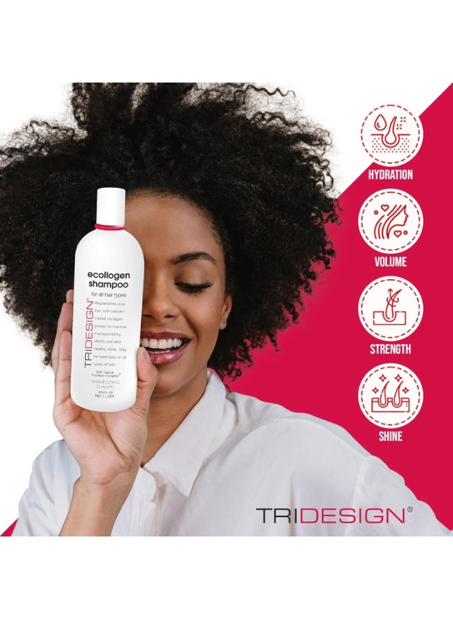 TRIDESIGN TRI Design Ecollogen Shampoo - Hair Shampoo For Natural Hair - Moisturizing, Hydrating - Gentle Hair Products, Thickening, Volumizing Shampoo - Liter (33.8 oz.)  - Image 2