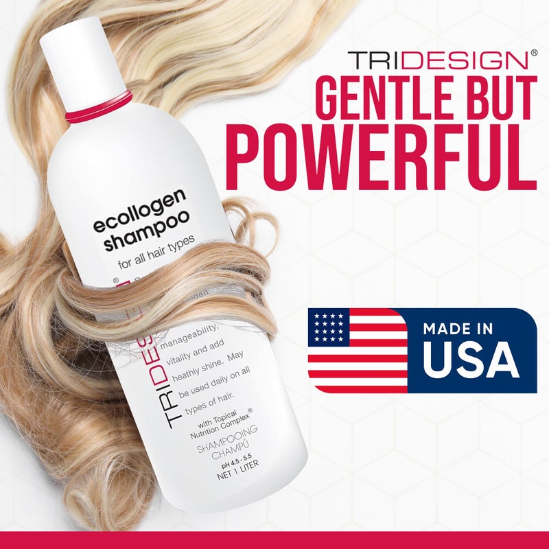 TRIDESIGN TRI Design Ecollogen Shampoo - Hair Shampoo For Natural Hair - Moisturizing, Hydrating - Gentle Hair Products, Thickening, Volumizing Shampoo - Liter (33.8 oz.) - Image 2