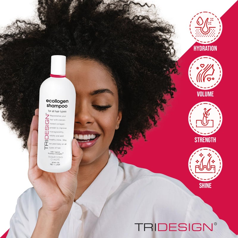 TRIDESIGN TRI Design Ecollogen Shampoo - Hair Shampoo For Natural Hair - Moisturizing, Hydrating - Gentle Hair Products, Thickening, Volumizing Shampoo - Liter (33.8 oz.) - Image 5