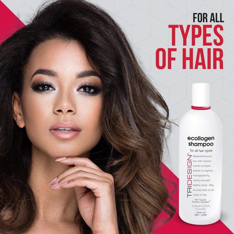 TRIDESIGN TRI Design Ecollogen Shampoo - Hair Shampoo For Natural Hair - Moisturizing, Hydrating - Gentle Hair Products, Thickening, Volumizing Shampoo - Liter (33.8 oz.) - Image 4