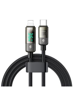 USB-C to Lightning Cable, 36W Transparent Data Cable PD Charger Digital Display, Auto Power Off Dual Core Protection, High Speed Data Transfer, for iPhone