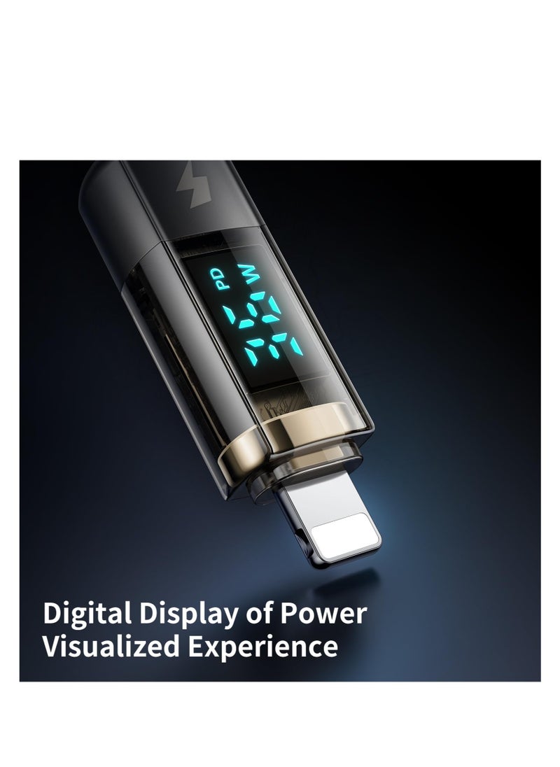 USB-C to Lightning Cable, 36W Transparent Data Cable PD Charger Digital Display, Auto Power Off Dual Core Protection, High Speed Data Transfer, for iPhone - pzsku/Z5F9ECFFDA9101ABA2D0AZ/45/_/1717031522/28444d2e-367e-4bed-b058-318ac351e6c9