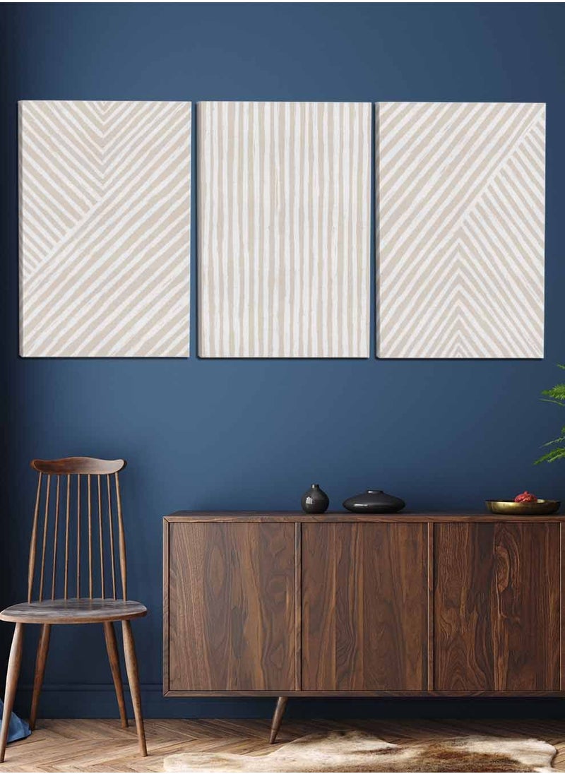 LOWHA Set Of 3 Framed Canvas Wall Arts Stretched Over Wooden Frame, Boho Paintings, For Home, Living Room, Office Decor  - Image 3