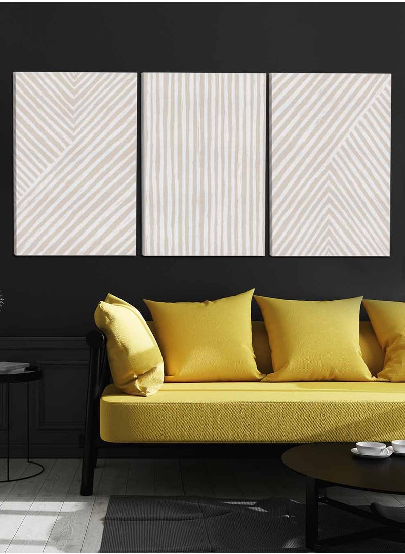 LOWHA Set Of 3 Framed Canvas Wall Arts Stretched Over Wooden Frame, Boho Paintings, For Home, Living Room, Office Decor  - Image 2