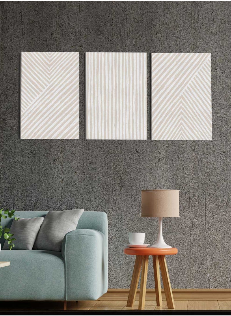 LOWHA Set Of 3 Framed Canvas Wall Arts Stretched Over Wooden Frame, Boho Paintings, For Home, Living Room, Office Decor  - Image 1