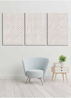 LOWHA Set Of 3 Framed Canvas Wall Arts Stretched Over Wooden Frame, Boho Paintings, For Home, Living Room, Office Decor  - Image 4