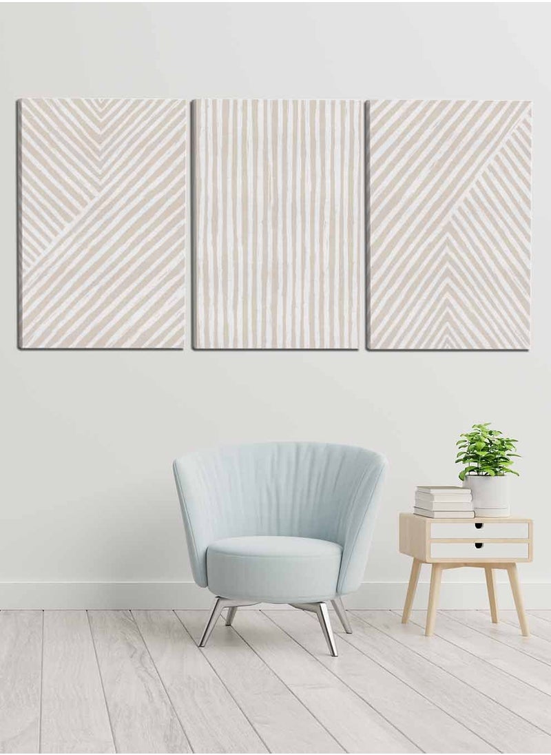 LOWHA Set Of 3 Framed Canvas Wall Arts Stretched Over Wooden Frame, Boho Paintings, For Home, Living Room, Office Decor  - Image 4