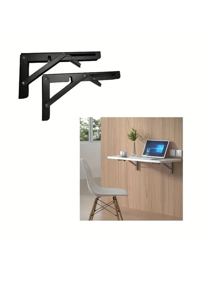 2 Pack Heavy Duty Folding Shelves 8 Inches Adjustable Angle Wall Storage Brackets - Image 2