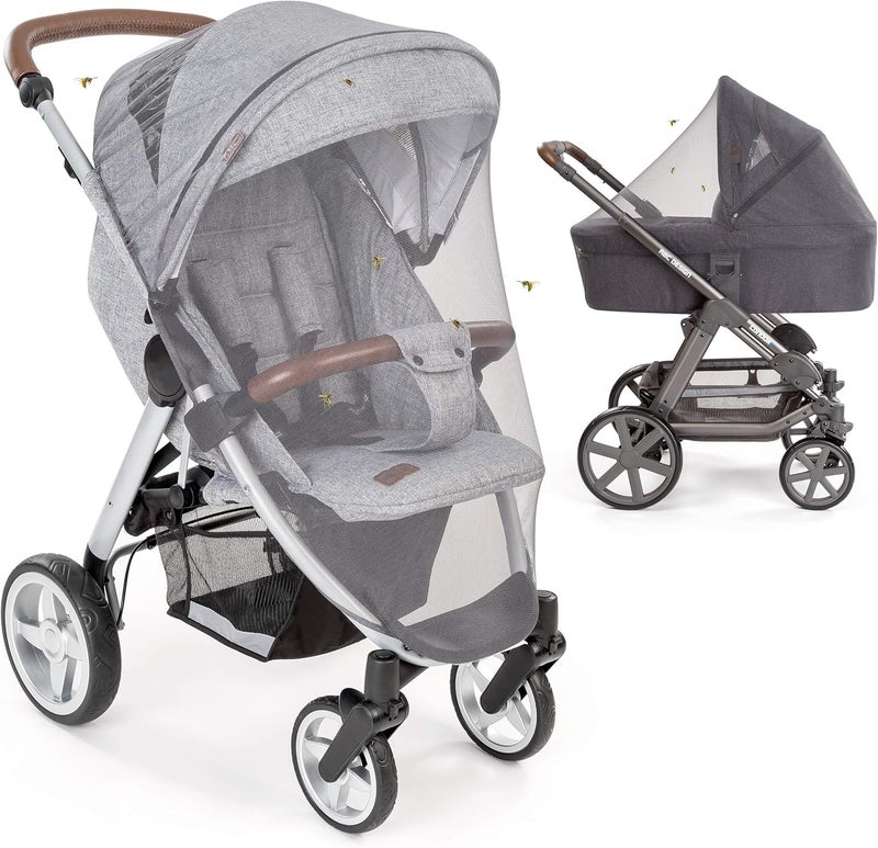 INLESIOO Baby Mosquito Net for Stroller and Carrycot - Jogging Stroller Insect Mesh Net - Universal Fit, Premium Quality: Machine Washable - Gray - Image 1