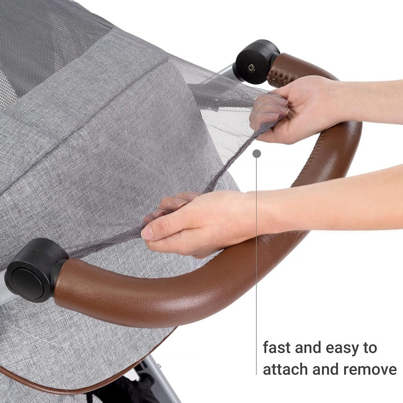 INLESIOO Baby Mosquito Net for Stroller and Carrycot - Jogging Stroller Insect Mesh Net - Universal Fit, Premium Quality: Machine Washable - Gray - Image 3