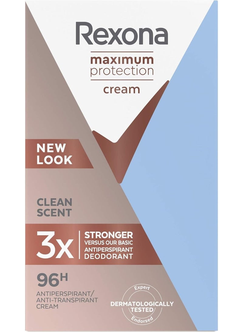 Rexona Rexona Maximum Protection Cream Women Antiperspirant  Deodorant Clean Scent -45Ml  - Image 3