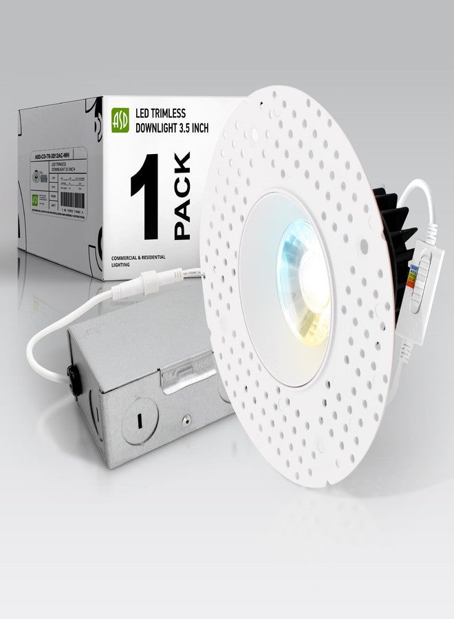 اي اس دي مصباح ASD LED غائر بدون إطار، 3 بوصات، 12 واط، 120 فولت، إضاءة سقفية دائرية تجارية، إضاءة قابلة للتعتيم بدون علبة مع صندوق توصيل، 5 درجات حرارة لونية من 2700 كلفن إلى 5000 كلفن، مؤشر تجسيد اللون 90+، حاصل على تصنيف IC، معتمد من ETL، حاصل على شهادة Energy Star، أبيض - Image 1