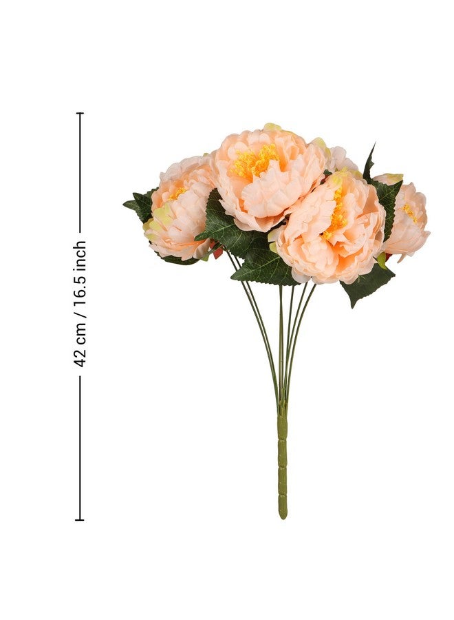TIED RIBBONS Tied Ribbons Artificial Peony Flowers For Vase Home Decoration Living Room Corner Table Top Bedroom Wedding Decortaive Items (42 Cm, Peach, Pot Not Included) - Polyester  - Image 5