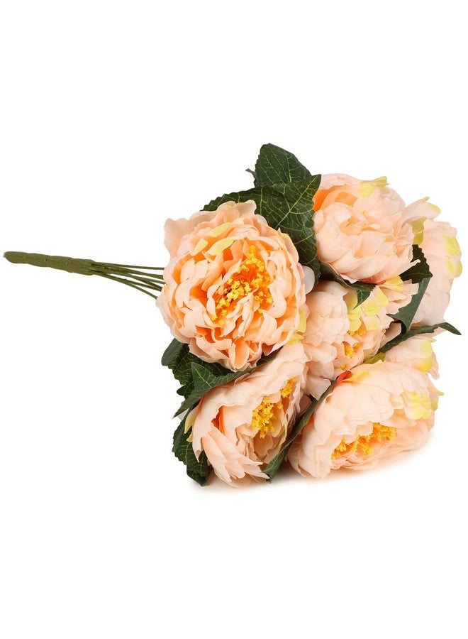 TIED RIBBONS Tied Ribbons Artificial Peony Flowers For Vase Home Decoration Living Room Corner Table Top Bedroom Wedding Decortaive Items (42 Cm, Peach, Pot Not Included) - Polyester  - Image 3