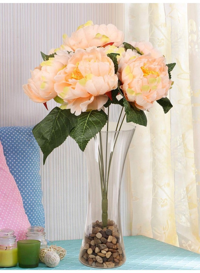 TIED RIBBONS Tied Ribbons Artificial Peony Flowers For Vase Home Decoration Living Room Corner Table Top Bedroom Wedding Decortaive Items (42 Cm, Peach, Pot Not Included) - Polyester  - Image 4