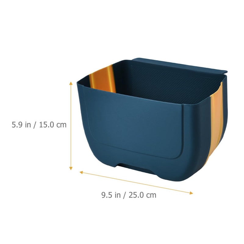Wall-Mounted Folding Trash Can with Lid, Kitchen Hanging Garbage Bin for Cabinet Door, Collapsible Wall-Mounted Waste Bin for Home and Car Storage, Blue and Yellow - Image 2