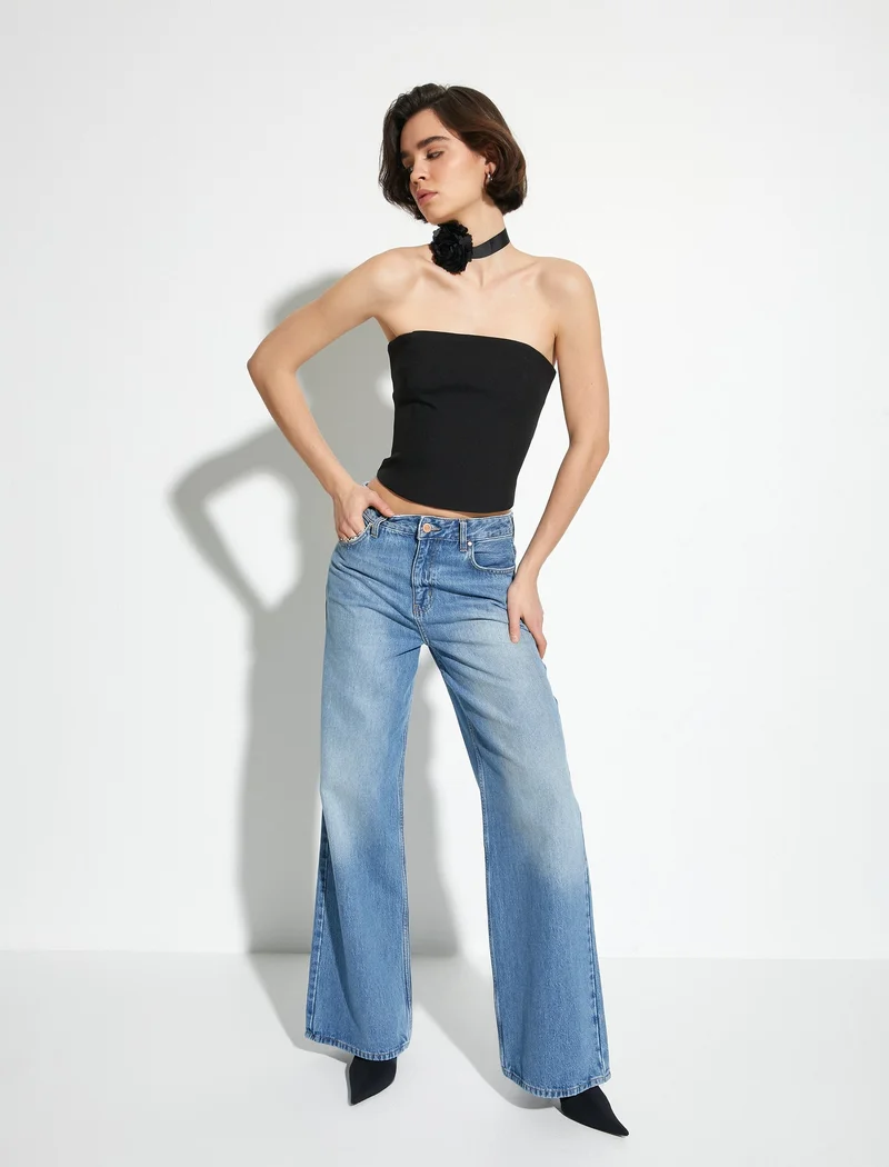 KOTON Strapless Crop Tank Top
