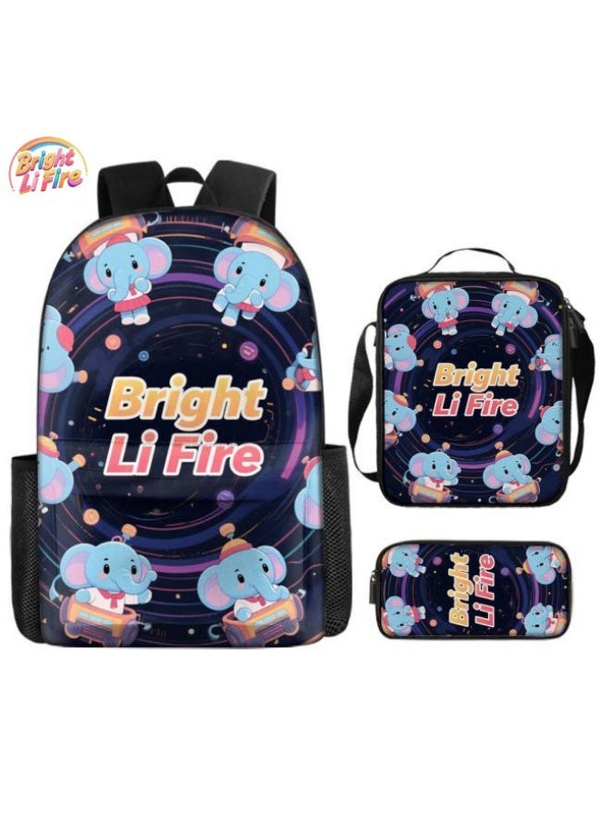 واضح من النار حقيبة كرتونية من ثلاث قطع، يسهل التعامل معها في مناسبات مختلفة (متوفرة للطلاب والأطفال والأصدقاء في النزهايات وتسلق الجبال والتعليم المدرسي وما إلى ذلك) | الكتفين + حقائب اليد + حقائب القرطاسية | موسم العودة إلى المدرسة / هدايا المهرجان - 68 - Image 1