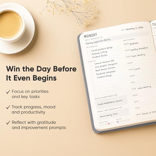 PRODUCTIVITY STORE Daily Planner 2025 (5" x 8") - The Ultimate Daily Workflow Planner with Hourly Schedule & Task List to Achieve Your Goals by PRODUCTIVITY STORE (A5, Grey) - Image 4