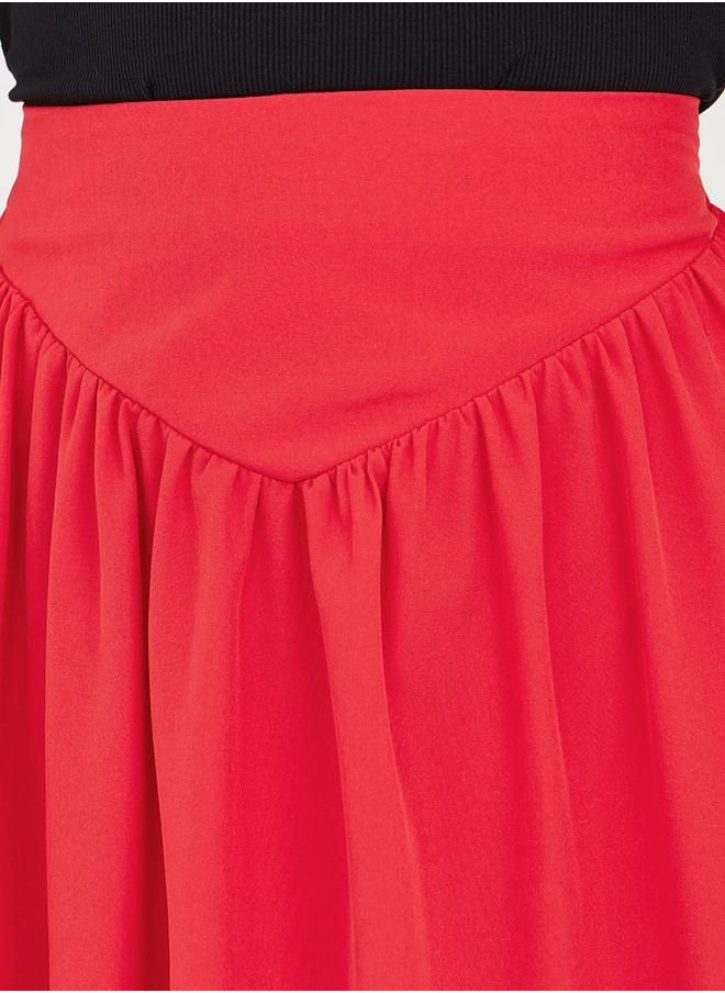 Styli - Woven Midi Skirt with Wide Waistband Detail - Image 1