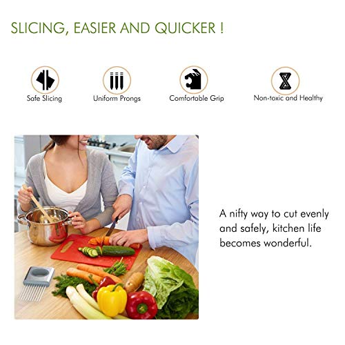 P-Plus International Onion Holder Slicer Vegetable Tools Tomato Cutter Stainless Steel Kitchen Gadgets Stainless Steel Onion Holder - Image 5