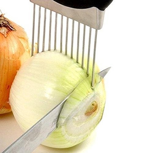 P-Plus International Onion Holder Slicer Vegetable Tools Tomato Cutter Stainless Steel Kitchen Gadgets Stainless Steel Onion Holder - Image 3