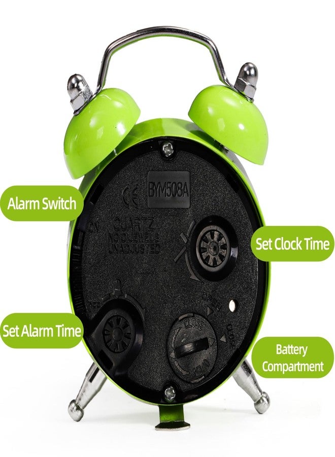 Noamus 6 Pcs Mini Twin Bell Alarm Clock, 2 Inch Loud Alarm, Small Cute Analog Alarm Clock, Vintage Travel Clock with Stereoscopic Dial for Bedroom Decor, Heavy Sleepers(6 Colors) - Image 3