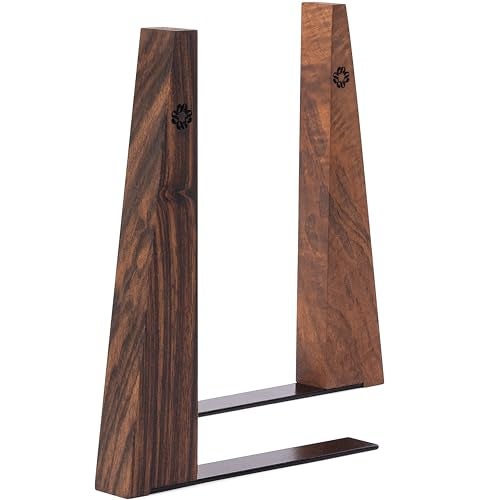 TILISMA Walnut Bookends for Shelves | Wooden Book Ends for Shelves | Sturdy Book Holders, Stoppers with Metal Base for Bookshelves | Slick Decorative Bookends Stands Firmly on Bookshelf (Pair) - Image 1