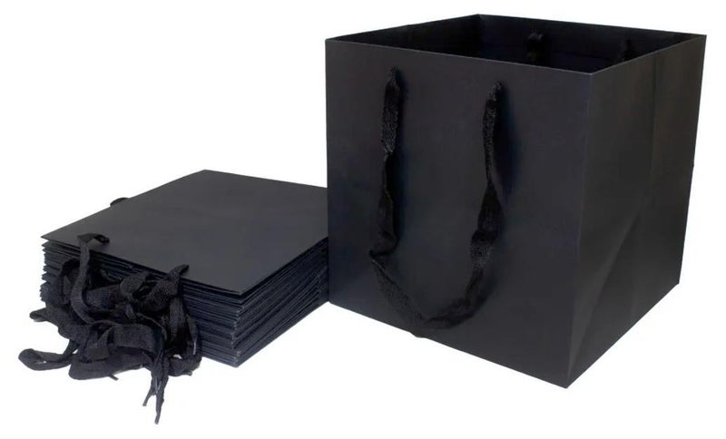 PRIMA 6 Piece Black Square Gift Bag Set 25x25x25 cm - Image 1