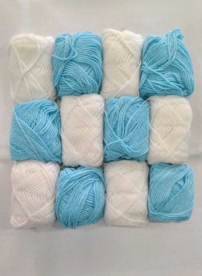 LEEHELTON® Light Sky Blue and White Wool Yarn for Knitting Sweater Wool Thread Set - Image 1