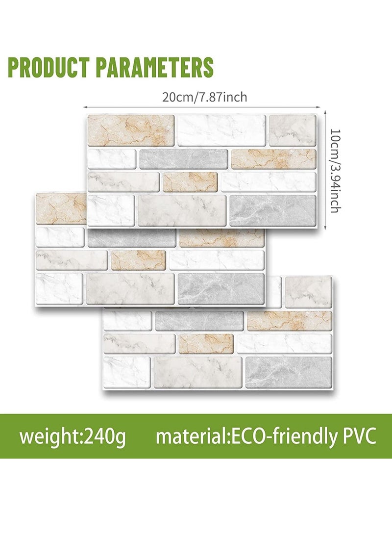 SYOSI Peel and Stick Wall Tile Stickers for Kitchen Bathroom Black White Marble Style Self Adhesive Backsplash Home Decor 27pcs/Set (10 x 20cm) - Image 3