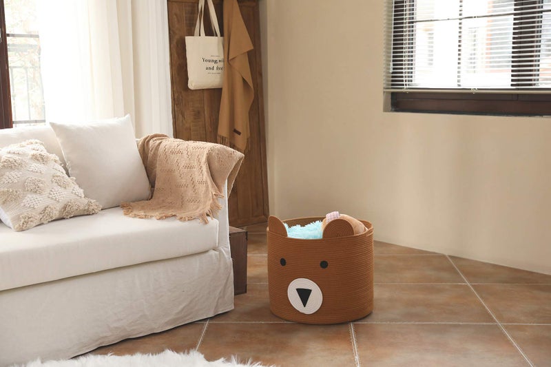 Cottonphant Large Cotton Rope Basket - Woven Laundry Hamper & Cloth Storage Bin for Bedroom (Orange Brown, 18"x15") - Image 4