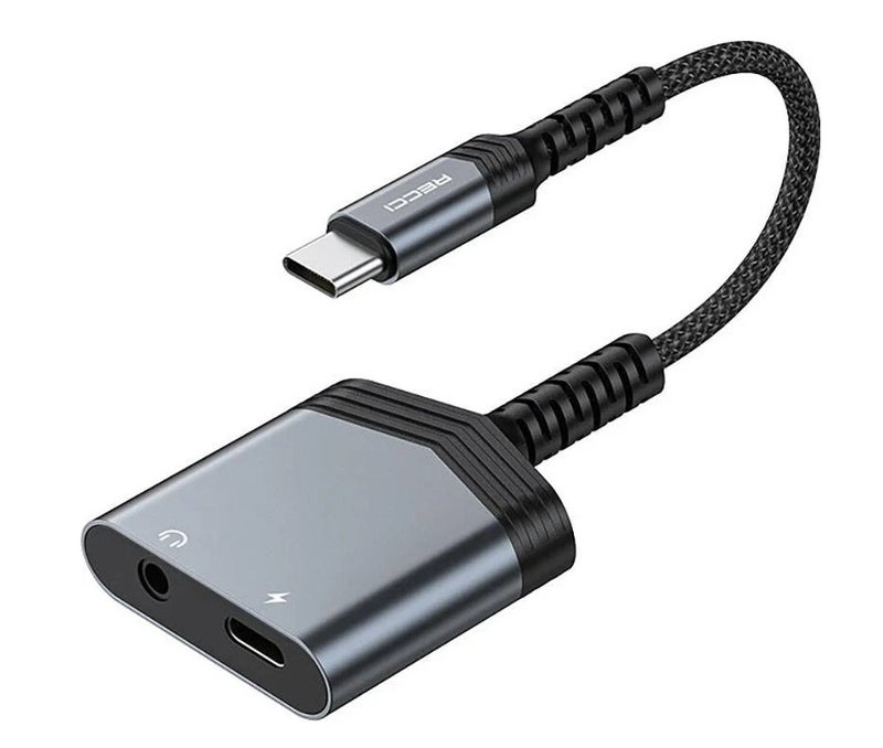 ريتشي محول الصوت والشحن الذكي (2 في 1) بمنفذ شحن Type-C بقوة شحن 60 واط ومنفذ سماعات 3.5mm - Image 1