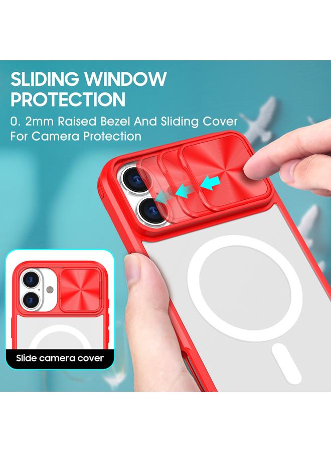 اس-توب جراب لهاتف iPhone 16 Plus مصنوع من الأكريليك الشفاف + PC + TPU MagSafe Lens مع غطاء منزلق بتغطية كاملة - Image 3