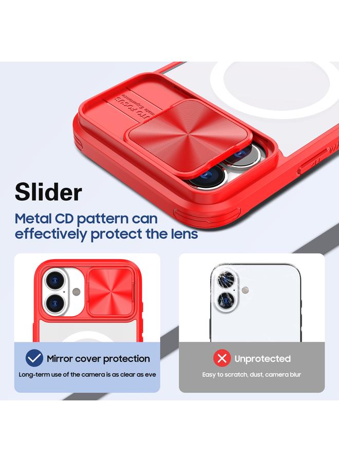 اس-توب جراب لهاتف iPhone 16 Plus مصنوع من الأكريليك الشفاف + PC + TPU MagSafe Lens مع غطاء منزلق بتغطية كاملة - Image 4