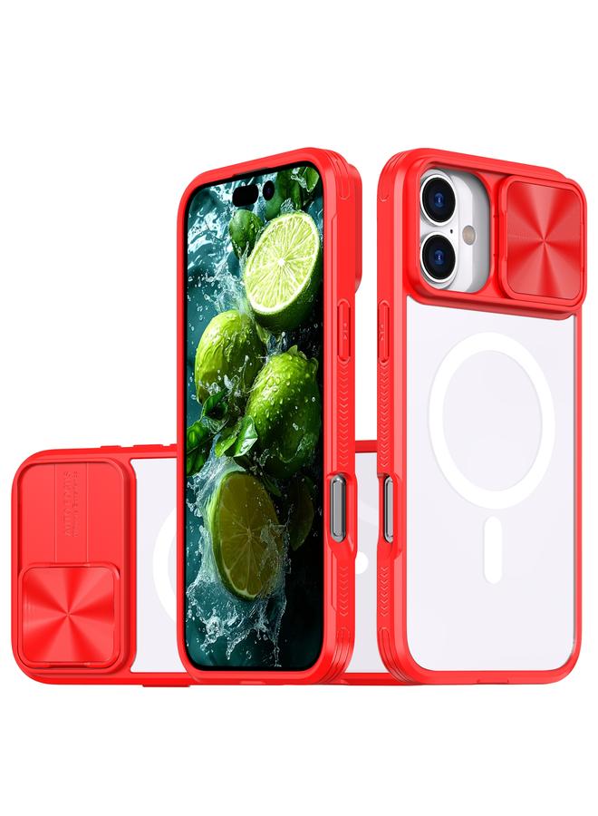 اس-توب جراب لهاتف iPhone 16 Plus مصنوع من الأكريليك الشفاف + PC + TPU MagSafe Lens مع غطاء منزلق بتغطية كاملة - Image 1