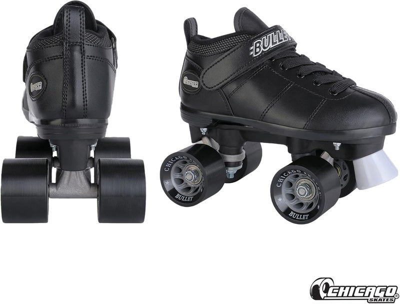 Chicago Skates Bullet Speed Quad Roller Skates â€“ Durable, Top Performance Indoor/Outdoor Youth Skate Shoes for Women & Men Beginner 62mm Urethane Wheels & Low-Cut Ankle Boots for Agility - Image 2